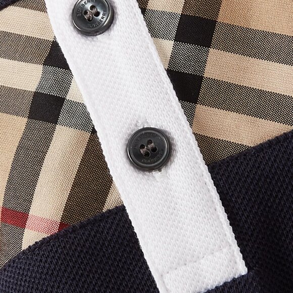 Authentic Burberry Blue Vintage Check Panel Cotton Polo Shirt - Size 2T - Picture 3 of 8